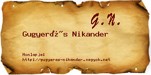 Gugyerás Nikander névjegykártya
